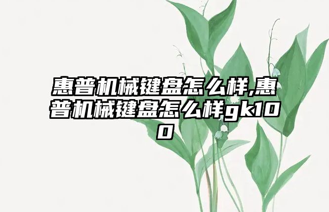 惠普機械鍵盤怎么樣,惠普機械鍵盤怎么樣gk100