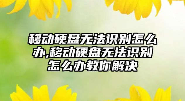 移動硬盤無法識別怎么辦,移動硬盤無法識別怎么辦教你解決