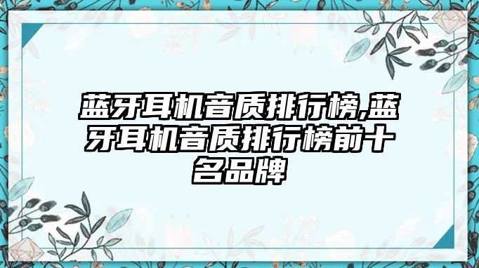 藍(lán)牙耳機音質(zhì)排行榜,藍(lán)牙耳機音質(zhì)排行榜前十名品牌